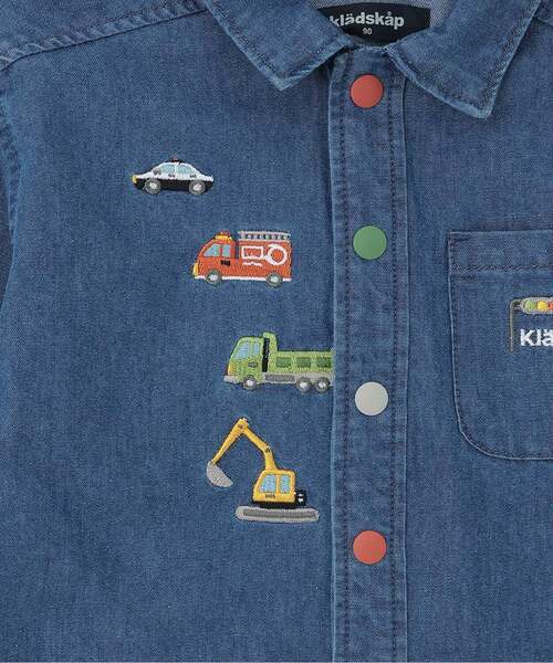 kladskap(クレードスコープ)の「働く車刺しゅう長袖シャツ(シャツ/ブラウス・キッズ・ブラック/ネイビー・90cm/110cm/120cm/130cm)」の5枚目の写真