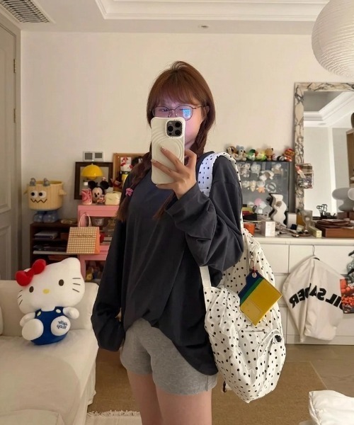 HAILY（ヘイリー）の「ドット柄ドロストバックパック/リュック/A4サイズ対応（バックパック/リュック・レディース・ブラック/ホワイト・FREE）」の12枚目の写真