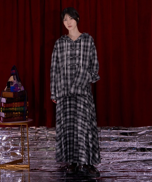 Nora Lily(ノラリリー)の「【Nora Lily】Fade Check China Shirt Hoodie(シャツ/ブラウス・レディース・ベージュ/ブラック・FREE)」の7枚目の写真