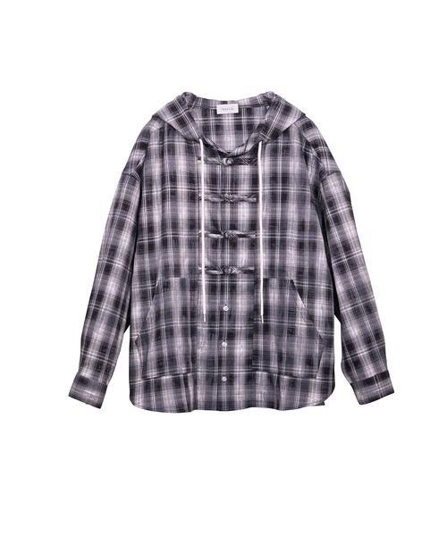 Nora Lily(ノラリリー)の「【Nora Lily】Fade Check China Shirt Hoodie(シャツ/ブラウス・レディース・ベージュ/ブラック・FREE)」の11枚目の写真