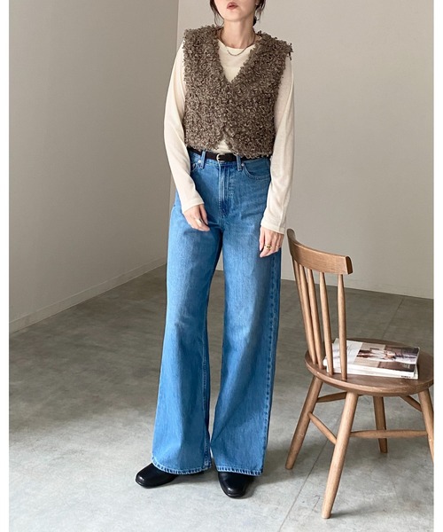 She's Closet(シーズクローゼット)の「クルーネック長袖 リブシアートップス ロングTシャツ(Tシャツ/カットソー・レディース・アイボリー/ブラウン/ブラック/オフホワイト・FREE)」の22枚目の写真