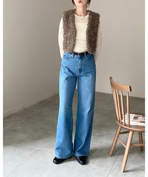 She's Closet(シーズクローゼット)の「クルーネック長袖 リブシアートップス ロングTシャツ(Tシャツ/カットソー・レディース・アイボリー/ブラウン/ブラック/オフホワイト・FREE)」の10枚目の写真