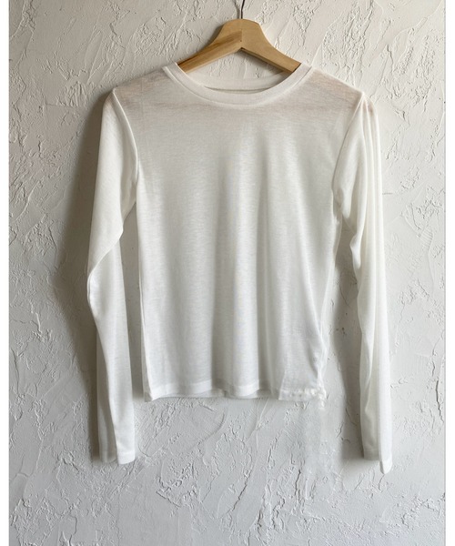 She's Closet(シーズクローゼット)の「クルーネック長袖 リブシアートップス ロングTシャツ(Tシャツ/カットソー・レディース・アイボリー/ブラウン/ブラック/オフホワイト・FREE)」の9枚目の写真