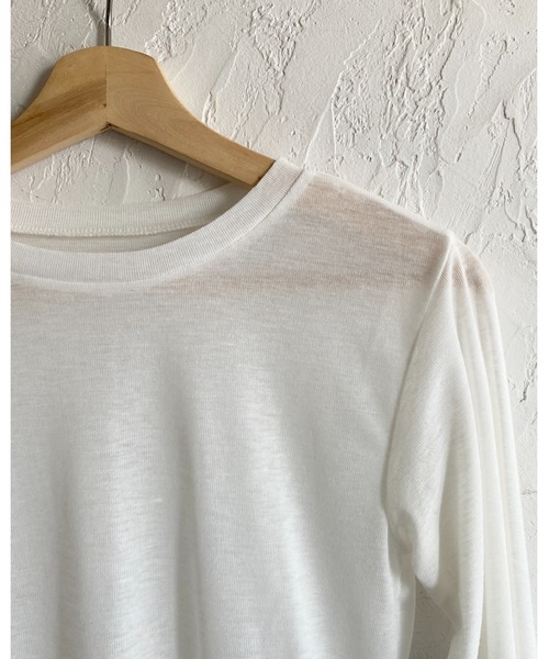 She's Closet(シーズクローゼット)の「クルーネック長袖 リブシアートップス ロングTシャツ(Tシャツ/カットソー・レディース・アイボリー/ブラウン/ブラック/オフホワイト・FREE)」の8枚目の写真