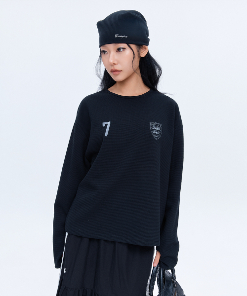 DAUSPICE(ディーオスピス)の「(DUC) アスレチック ワッフル長袖 ブラック(Tシャツ/カットソー・レディース・ブラック・ONE SIZE)」の2枚目の写真
