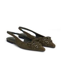 FAUX SUEDE BUCKLE SLINGBACKS IN KHAKI