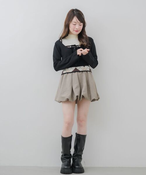 ems excite（エムズエキサイト）の「【セットアイテム】アーガイルニット＆ボレロSET（ニット/セーター・レディース・ナチュラル/ベージュ/ブラック・FREE）」の22枚目の写真