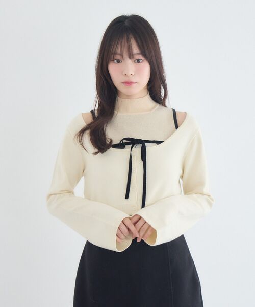 ems excite（エムズエキサイト）の「【セットアイテム】アーガイルニット＆ボレロSET（ニット/セーター・レディース・ナチュラル/ベージュ/ブラック・FREE）」の19枚目の写真