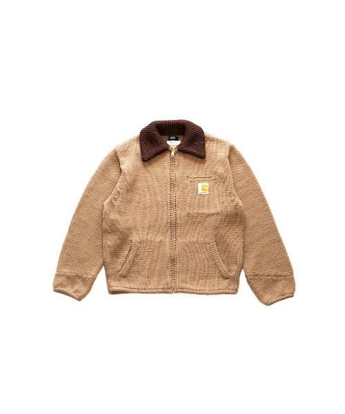RICE NINE TEN（ライスナインテン）の「HOME MADE KNITTING DETROIT JACKET（ブルゾン・メンズ・ベージュ/インディゴブルー・MEDIUM/LARGE）」の3枚目の写真