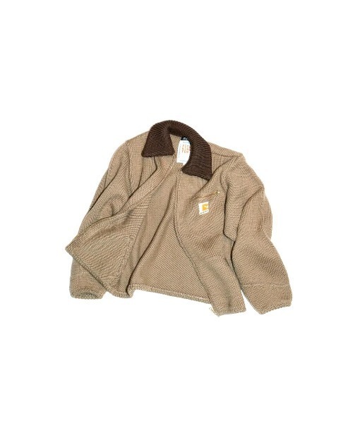 RICE NINE TEN（ライスナインテン）の「HOME MADE KNITTING DETROIT JACKET（ブルゾン・メンズ・ベージュ/インディゴブルー・MEDIUM/LARGE）」の4枚目の写真