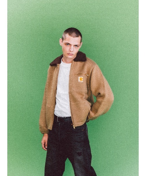 RICE NINE TEN（ライスナインテン）の「HOME MADE KNITTING DETROIT JACKET（ブルゾン・メンズ・ベージュ/インディゴブルー・MEDIUM/LARGE）」の6枚目の写真