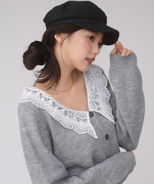 Ambre Neige(アンブルネージュ)の「batten lace knit cardigan / バテンレースニットカーディガン(カーディガン/ボレロ・レディース・杢グレー/アイボリー/ボルドー・FREE)」の1枚目の写真