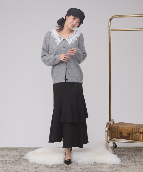 Ambre Neige(アンブルネージュ)の「batten lace knit cardigan / バテンレースニットカーディガン(カーディガン/ボレロ・レディース・杢グレー/アイボリー/ボルドー・FREE)」の8枚目の写真
