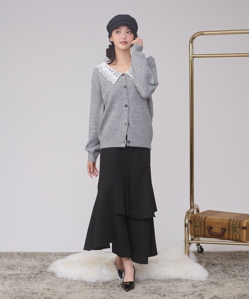 Ambre Neige(アンブルネージュ)の「batten lace knit cardigan / バテンレースニットカーディガン(カーディガン/ボレロ・レディース・杢グレー/アイボリー/ボルドー・FREE)」の9枚目の写真