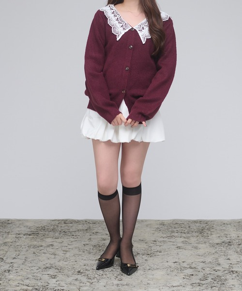 Ambre Neige(アンブルネージュ)の「batten lace knit cardigan / バテンレースニットカーディガン(カーディガン/ボレロ・レディース・杢グレー/アイボリー/ボルドー・FREE)」の16枚目の写真
