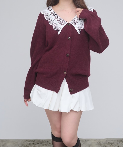 Ambre Neige(アンブルネージュ)の「batten lace knit cardigan / バテンレースニットカーディガン(カーディガン/ボレロ・レディース・杢グレー/アイボリー/ボルドー・FREE)」の11枚目の写真