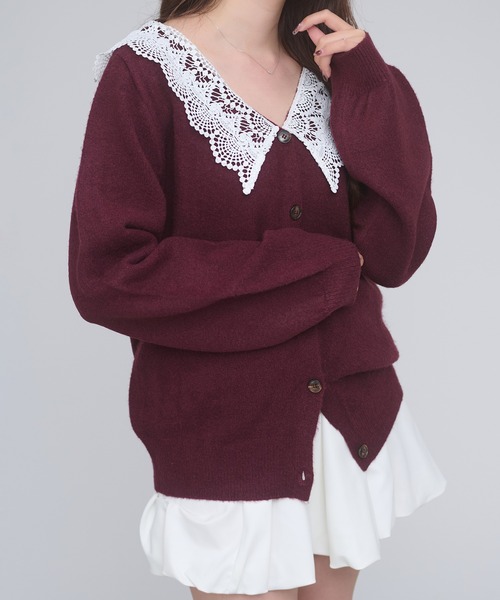 Ambre Neige(アンブルネージュ)の「batten lace knit cardigan / バテンレースニットカーディガン(カーディガン/ボレロ・レディース・杢グレー/アイボリー/ボルドー・FREE)」の14枚目の写真
