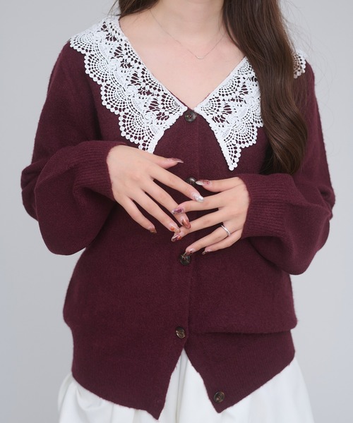 Ambre Neige(アンブルネージュ)の「batten lace knit cardigan / バテンレースニットカーディガン(カーディガン/ボレロ・レディース・杢グレー/アイボリー/ボルドー・FREE)」の15枚目の写真