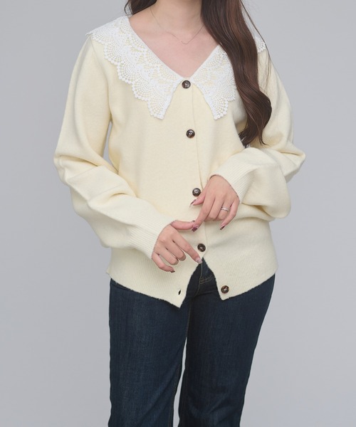 Ambre Neige(アンブルネージュ)の「batten lace knit cardigan / バテンレースニットカーディガン(カーディガン/ボレロ・レディース・杢グレー/アイボリー/ボルドー・FREE)」の20枚目の写真