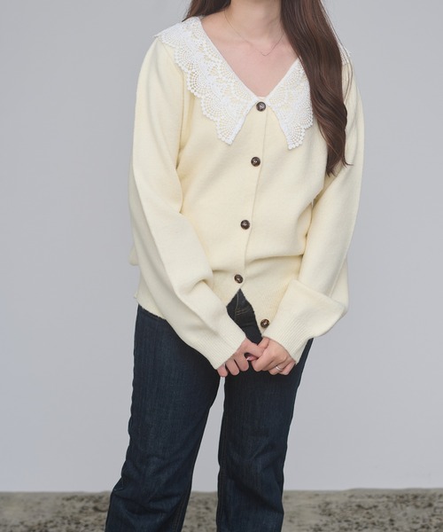 Ambre Neige(アンブルネージュ)の「batten lace knit cardigan / バテンレースニットカーディガン(カーディガン/ボレロ・レディース・杢グレー/アイボリー/ボルドー・FREE)」の21枚目の写真