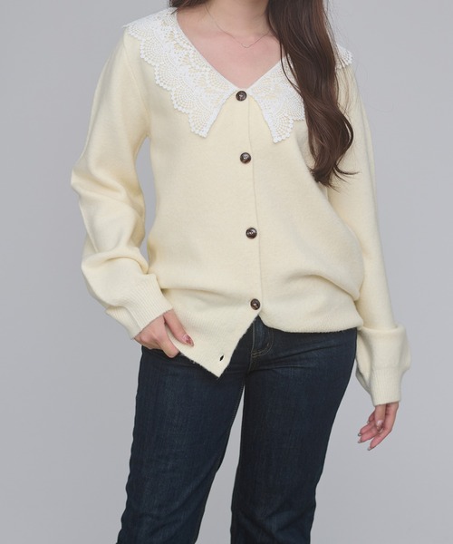 Ambre Neige(アンブルネージュ)の「batten lace knit cardigan / バテンレースニットカーディガン(カーディガン/ボレロ・レディース・杢グレー/アイボリー/ボルドー・FREE)」の19枚目の写真