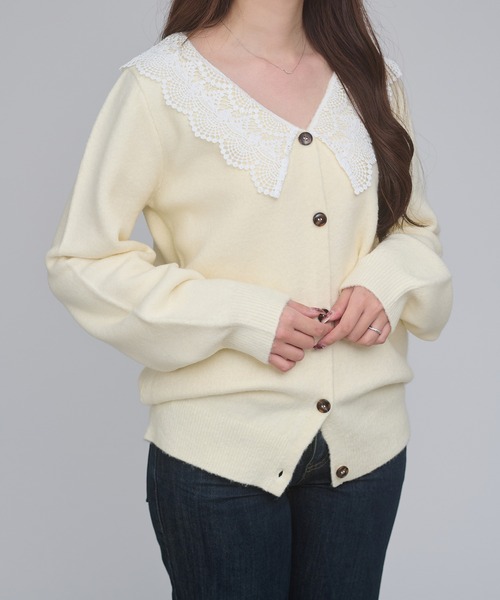 Ambre Neige(アンブルネージュ)の「batten lace knit cardigan / バテンレースニットカーディガン(カーディガン/ボレロ・レディース・杢グレー/アイボリー/ボルドー・FREE)」の18枚目の写真