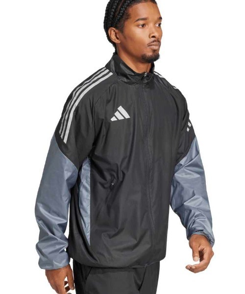 adidas（アディダス）の「アディダス adidas ウインドジャケット（ジャージ・メンズ・ネイビー/ブラック×グレー・M/S/L/LL/3L）」の2枚目の写真