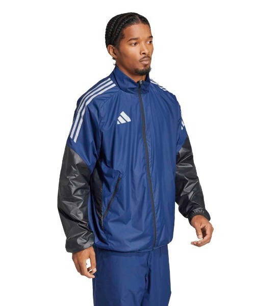adidas（アディダス）の「アディダス adidas ウインドジャケット（ジャージ・メンズ・ネイビー/ブラック×グレー・M/S/L/LL/3L）」の3枚目の写真