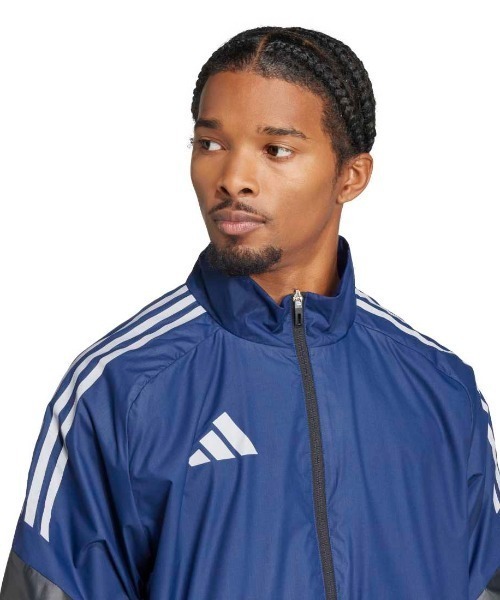adidas（アディダス）の「アディダス adidas ウインドジャケット（ジャージ・メンズ・ネイビー/ブラック×グレー・M/S/L/LL/3L）」の6枚目の写真