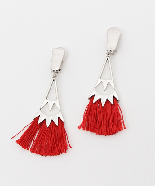 MOUSSY（マウジー）の「SUNSHINE FRINGE EARRING（ピアス（両耳用）・レディース・ブルー/レッド/ブラック・FREE）」の3枚目の写真