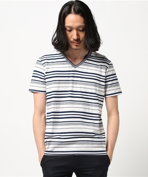 MEN'S BIGI(メンズビギ)の「ロープボーダーTシャツ/JAPAN MADE(Tシャツ/カットソー・メンズ・ホワイト/ブラック/ネイビー・M/S/L)」の10枚目の写真