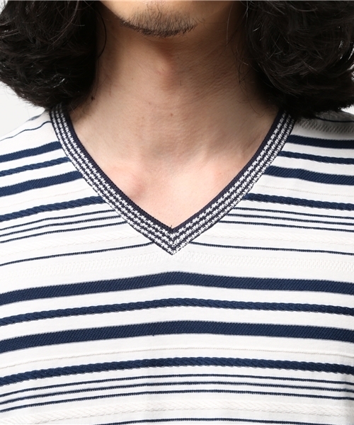 MEN'S BIGI(メンズビギ)の「ロープボーダーTシャツ/JAPAN MADE(Tシャツ/カットソー・メンズ・ホワイト/ブラック/ネイビー・M/S/L)」の7枚目の写真