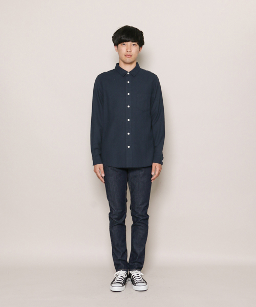 SENSE OF PLACE by URBAN RESEARCH（センスオブプレイスバイアーバンリサーチ）の「ソフトタッチフランネルシャツ(無地)（シャツ/ブラウス・メンズ・ネイビー/ブラック/ホワイト/ベージュ・SMALL/LARGE/MEDIUM）」の17枚目の写真