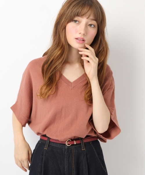 Heather(ヘザー)の「12G/Vニット5分袖 731022(ニット/セーター・レディース・オフホワイト/チャコールグレー/カーキ/ピンク系その他・FREE)」の4枚目の写真