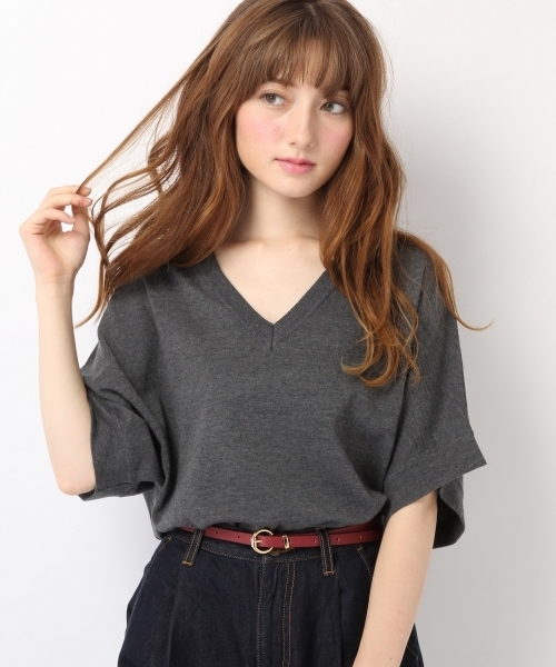 Heather(ヘザー)の「12G/Vニット5分袖 731022(ニット/セーター・レディース・オフホワイト/チャコールグレー/カーキ/ピンク系その他・FREE)」の2枚目の写真