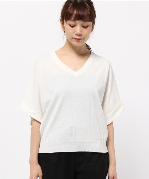 Heather(ヘザー)の「12G/Vニット5分袖 731022(ニット/セーター・レディース・オフホワイト/チャコールグレー/カーキ/ピンク系その他・FREE)」の5枚目の写真