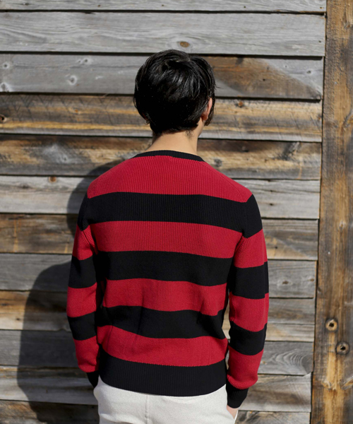 Denime（ドゥニーム）の「片畦ボーダーニット（ニット/セーター・メンズ・ブルー系その他5/レッド系その他5/グリーン系その他5・LARGE/MEDIUM/X-LARGE）」の14枚目の写真