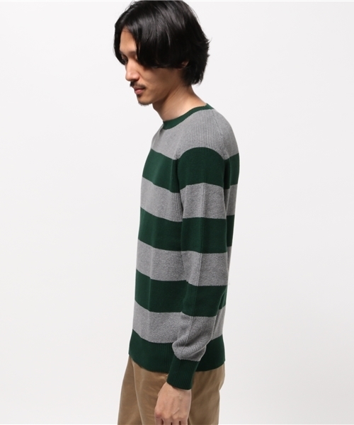 Denime（ドゥニーム）の「片畦ボーダーニット（ニット/セーター・メンズ・ブルー系その他5/レッド系その他5/グリーン系その他5・LARGE/MEDIUM/X-LARGE）」の4枚目の写真