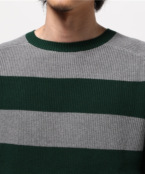 Denime（ドゥニーム）の「片畦ボーダーニット（ニット/セーター・メンズ・ブルー系その他5/レッド系その他5/グリーン系その他5・LARGE/MEDIUM/X-LARGE）」の6枚目の写真