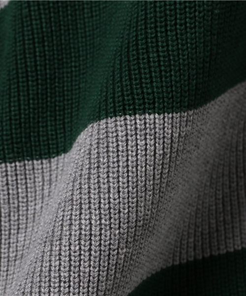 Denime（ドゥニーム）の「片畦ボーダーニット（ニット/セーター・メンズ・ブルー系その他5/レッド系その他5/グリーン系その他5・LARGE/MEDIUM/X-LARGE）」の8枚目の写真