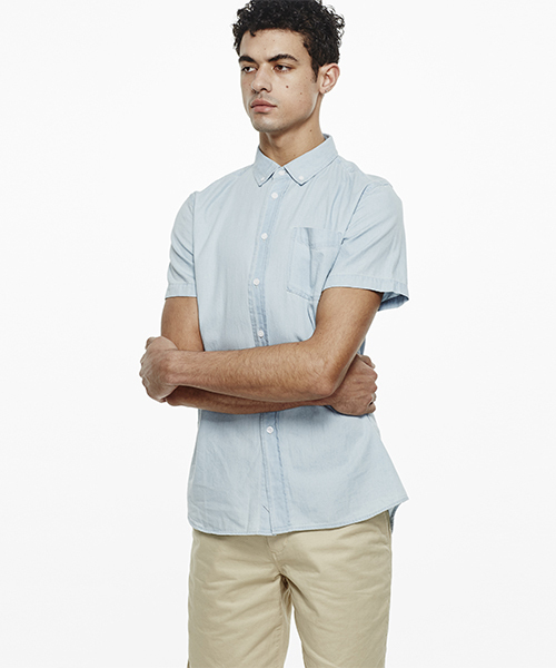 【セール】Esquina Denim Short Sleeve Shirt（シャツ/ブラウス）｜Saturdays NYC（サタデーズ ニューヨークシティ ）