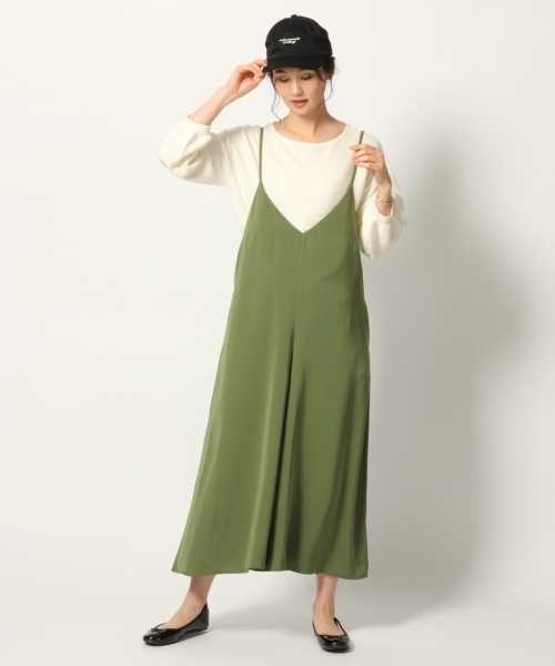 GLOBAL WORK（グローバルワーク）の「レースアップキャミサロペット/780239（サロペット/オーバーオール・レディース・カーキ/ブラック/ベージュ系その他3・LARGE/MEDIUM）」の3枚目の写真