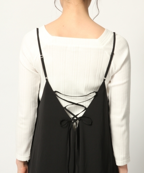 GLOBAL WORK（グローバルワーク）の「レースアップキャミサロペット/780239（サロペット/オーバーオール・レディース・カーキ/ブラック/ベージュ系その他3・LARGE/MEDIUM）」の13枚目の写真