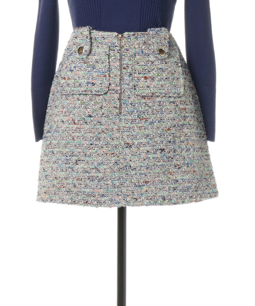 REDYAZEL(レディアゼル)の「ツイードポケット台形ミニスカート(スカート・レディース・ブルー/ネイビー/ピンク・MEDIUM/SMALL)」の3枚目の写真