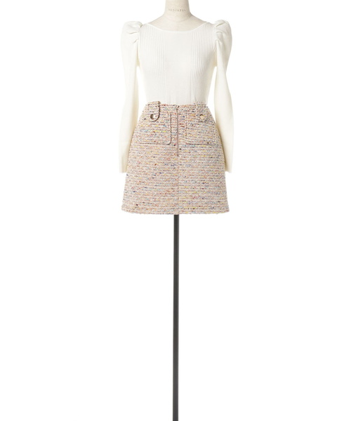 REDYAZEL(レディアゼル)の「ツイードポケット台形ミニスカート(スカート・レディース・ブルー/ネイビー/ピンク・MEDIUM/SMALL)」の7枚目の写真