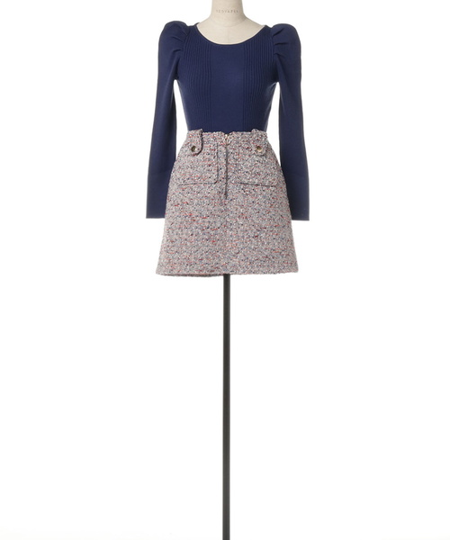 REDYAZEL(レディアゼル)の「ツイードポケット台形ミニスカート(スカート・レディース・ブルー/ネイビー/ピンク・MEDIUM/SMALL)」の8枚目の写真