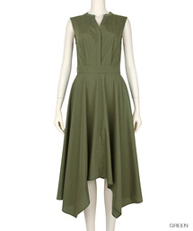 RANDA | アシメヘムフレアシャツワンピース(シャツワンピース)