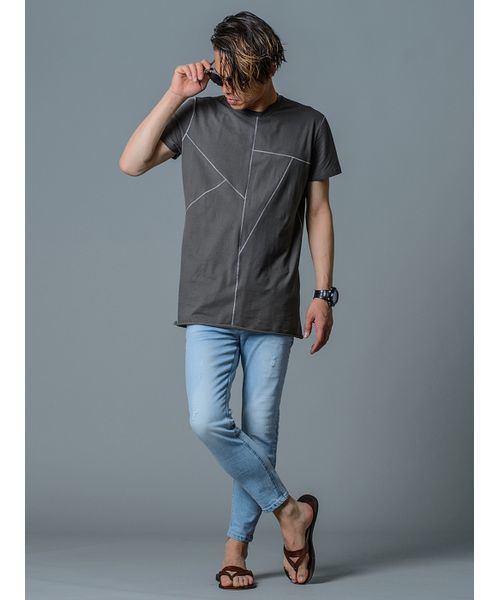 REGIEVO(レジエボ)の「【REGIEVO】デジタル切り替えTシャツ ビックシルエット(Tシャツ/カットソー・メンズ・ホワイト/ブラック/グレー・MEDIUM/LARGE/X-LARGE/SMALL)」の6枚目の写真