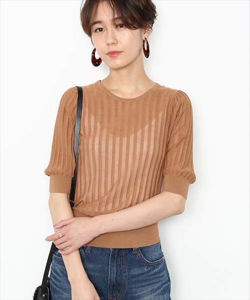 ADAM ET ROPE'(アダムエロペ)の「ウエストマークニットプリーツプルオーバー(ニット/セーター・レディース・ブラック/キャメル・FREE)」の1枚目の写真