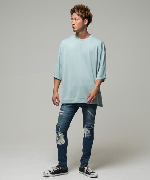 Vicci(ビッチ)の「『vicci/ヴィッチ』ビッグシルエットクルーネック5分袖Tシャツ(Tシャツ/カットソー・メンズ・ブラック/パープル/グレー/ミント/ワイン/テラコッタ・M/L)」の10枚目の写真
